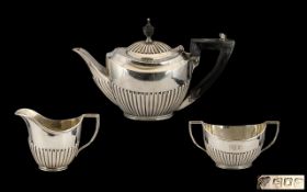 Edwardian Period Silver Three-Piece Bachelor Tea Service of small proportions. Hallmark London 1905,
