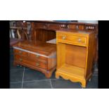 A Small Yew Wood Bookcase with single drawer and shelf height 29 inches, 18.5 by 10 inches deep.