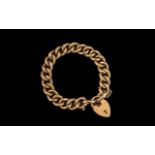 Antique Period Superb Quality - 9ct Gold Curb Bracelet with Attached 9ct Gold Safty Chain.