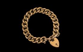 Antique Period Superb Quality - 9ct Gold Curb Bracelet with Attached 9ct Gold Safty Chain.