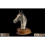 Superb Sterling Silver Sculpture of a Finely Detailed and Realistic Bust of A Horse's Head.