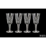Waterford - Superb Set of 4 Cut Crystal Sherry Glasses.
