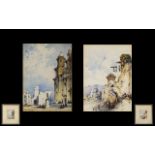 Gabrielle Carelli 1821-1900 Listed Artist Fine Pair of Watercolours Titled 'Ronda Near Cordova' and