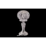 Cut Glass 1950's Mushroom Lamp of Typical Form. Overall Height 15 Inches.