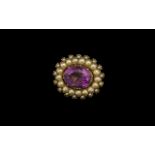 Georgian Amethyst & Seed Pearl Brooch set in 18ct gold. Lovely amethyst and seed pearl brooch,