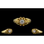 18ct Gold Gypsy Set Single Stone Diamond Dress Ring of Top Grade.