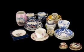Box of Assorted Pottery comprising Oriental cup and saucer marked No.