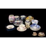 Box of Assorted Pottery comprising Oriental cup and saucer marked No.