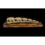 Japanese Meiji Period Carved Ivory Elephant Family,