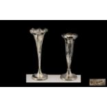 A Pair of Solid Silver Antique Tulip Vases, comprising: solid silver vase 6" tall,
