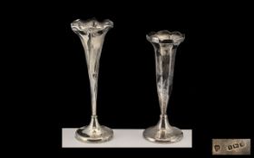 A Pair of Solid Silver Antique Tulip Vases, comprising: solid silver vase 6" tall,