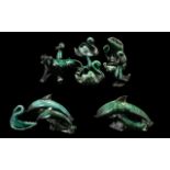 Large Collection of Canadian Blue Mountain Pottery, comprising: set of three dolphins,