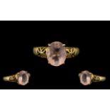 9ct Gold Ladies Dress Ring with Rose Quartz Stone. 3.5 grams. Ring size Q. Please see images.