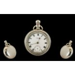 American Watch Company Waltham Large & Heavy Screw Back Open Faced Silver Coin Keyless Pocket Watch.