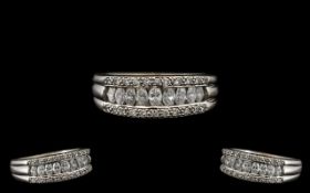 Ladies 18ct White Gold Diamond Set Dress Ring the nine marquise shaped diamonds set with two