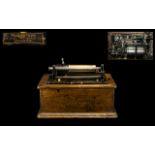 British Parlograph Co London Early 20thC Large and Heavy Double Barrel Oak Cased Dictating Machine,