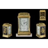 French Mid 20th Century L'Epee 1839 8 Day Strike - Repeater Brass Carriage Clock with subsidiary