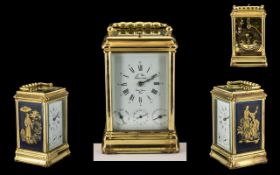 French Mid 20th Century L'Epee 1839 8 Day Strike - Repeater Brass Carriage Clock with subsidiary