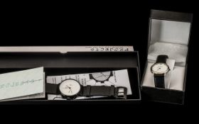 Time Chain Designer Watch in original box on black leather strap, with a Projects Designed watch