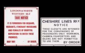 Railway Interest - Two Metal Railway Signs. Comprises, 1.