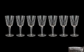 Waterford - Superb Quality Hand Made Cut Crystal Set of ( 7 ) Seven Wine Glasses ' Lisamore '