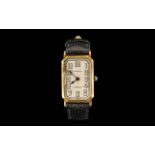 14ct Gold Art Deco Longines Wristwatch, Tiffany & Co Rectangular Dial With Canted Corners,