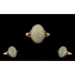 Ladies Attractive 9ct Gold Single Stone Opal Set Ring. Full hallmark for Birmingham 1966.