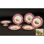 Mintons/Coalport Six Piece Dessert Set comprising one footed comport and five plates,