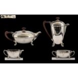 George II Style Superb Quality - Sterling Silver Four Piece Tea Service From The 1920's,