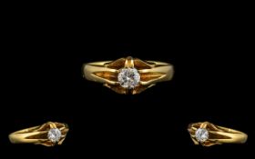 18ct Gold Gents Diamond Ring set with an old cut diamond, Est diamond weight 0.