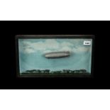 Scratch Built Model in Glazed Wall Case of German Airship Hindenburg; 10 inches x 18