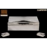 George V Period Large Silver Table Cigarette Box, Cedar Wood Interior. Hallmark Birmingham 1923.