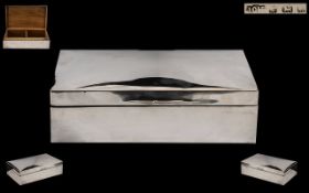 George V Period Large Silver Table Cigarette Box, Cedar Wood Interior. Hallmark Birmingham 1923.