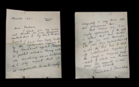 War Interest - Clementine Churchill Letter Dated November 1941, with 10 Downing Street address.