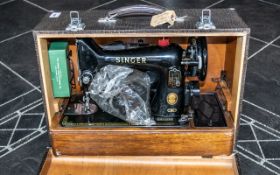 Vintage Singer Sewing Machine In Box.