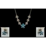 Ladies Blue Topaz Necklace & Earrings Set.