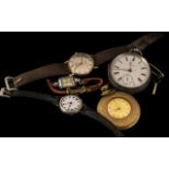 A Small Collection to include a Waltham open faced silver pocket watch,