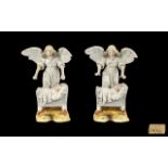 Pair of Antique German Bisque Figures of 'Guardian Angels',