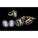 Collection of Wedgwood, comprising Wedgwood set ring, and pair of Wedgwood cufflinks,