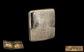 Sterling Silver Good Quality Cigarette Case of Curved Square Form,