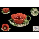 Franz Fine Hand Painted Bone China ' Poppy ' Cup and Saucer. Num F200799.