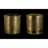 Rare Pair of Large Brass Shell Cases one engraved to the body with a five coiled coiling dragon