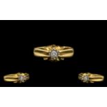 18ct Gold Gents Diamond Ring set with a round brilliant cut diamond, illusion set. Fully hallmarked.