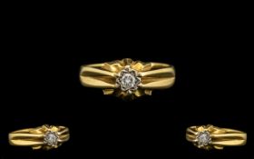 18ct Gold Gents Diamond Ring set with a round brilliant cut diamond, illusion set. Fully hallmarked.
