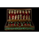 Large Aztec Resin Stone Chess Set unusual form, depicting deities from the Aztec empire,