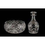 Harbridge English Crystal Glass Decanter and Heritage Irish Crystal Bowl comes in original boxes.