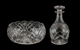 Harbridge English Crystal Glass Decanter and Heritage Irish Crystal Bowl comes in original boxes.