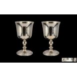 Elizabeth II Pair of Fine Quality Sterling Silver Goblets with Gilt Interiors.