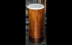 Late Victorian Mahogany Pot Cupboard with internal shelf and round marble top. Height 30 inches.