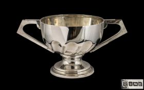 Superior Quality Sterling Silver Twin Handled Trophy Shaped Footed Bowl of excellent proportions